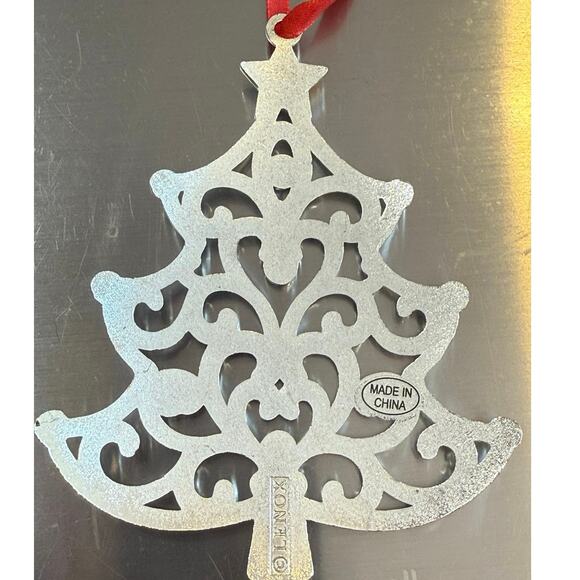 VTG Lenox Sparkle & Scroll Silver Plated Crystal Christmas Tree Ornament w/ Box - Picture 4 of 13